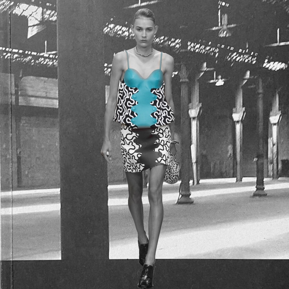 Rare JW Anderson squiggle print bustier bubble top